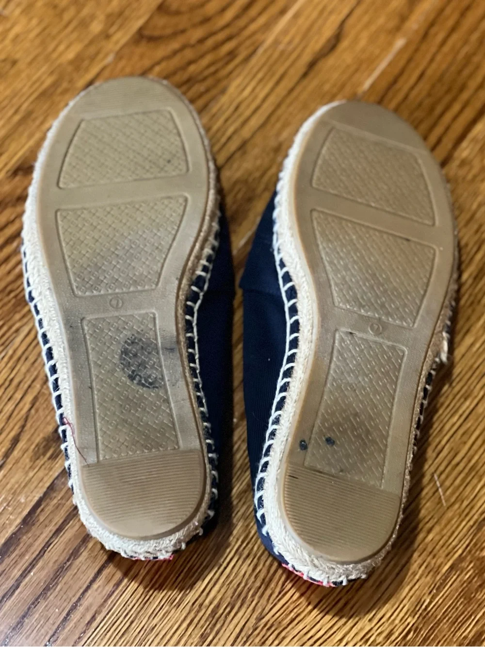Tory Burch Weston Flat Espadrille Navy Canvas Red Logo Slip On Shoes